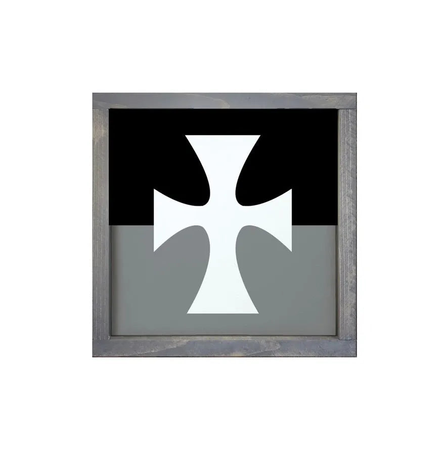 Sigma Chi 12x12 Wood Framed Sign - Flag Black Weathered Gray Wall Art & Signs