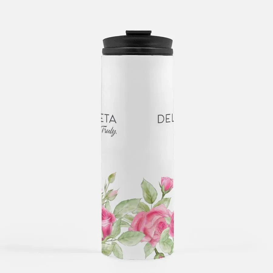 Delta Zeta Thermal Tumbler - Pink Roses 16 oz. Drinkware