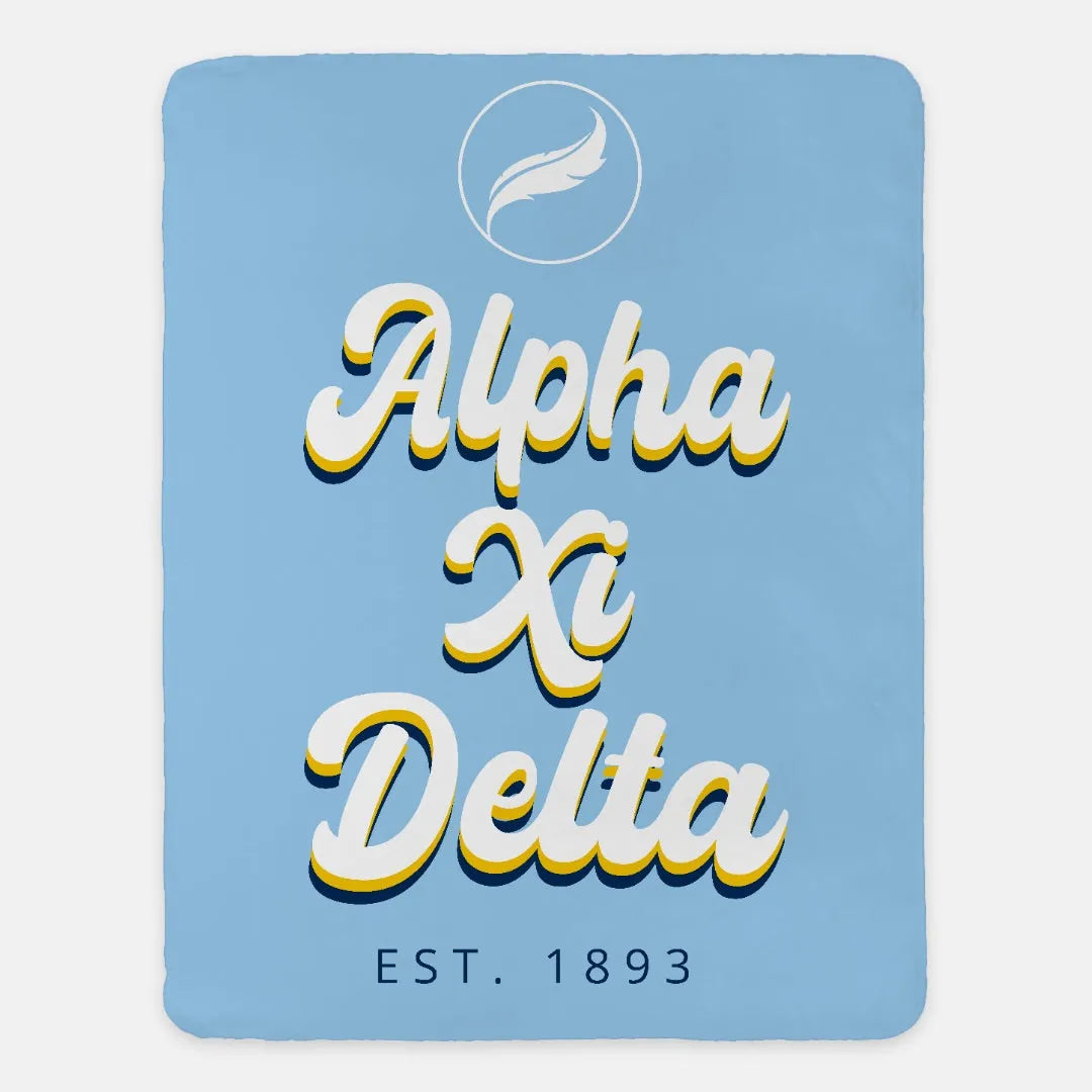 Alpha Xi Delta Blanket - Retro 60"x80" | Custom Gifts | Dorm Decor | Festive Fit Home