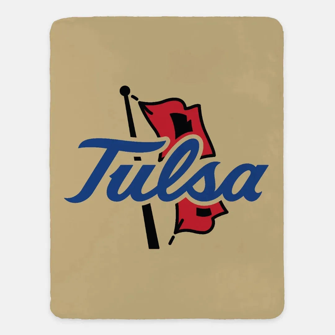 University of Tulsa XL 60x80 Sherpa Throw Blanket - Gold Throw Blankets