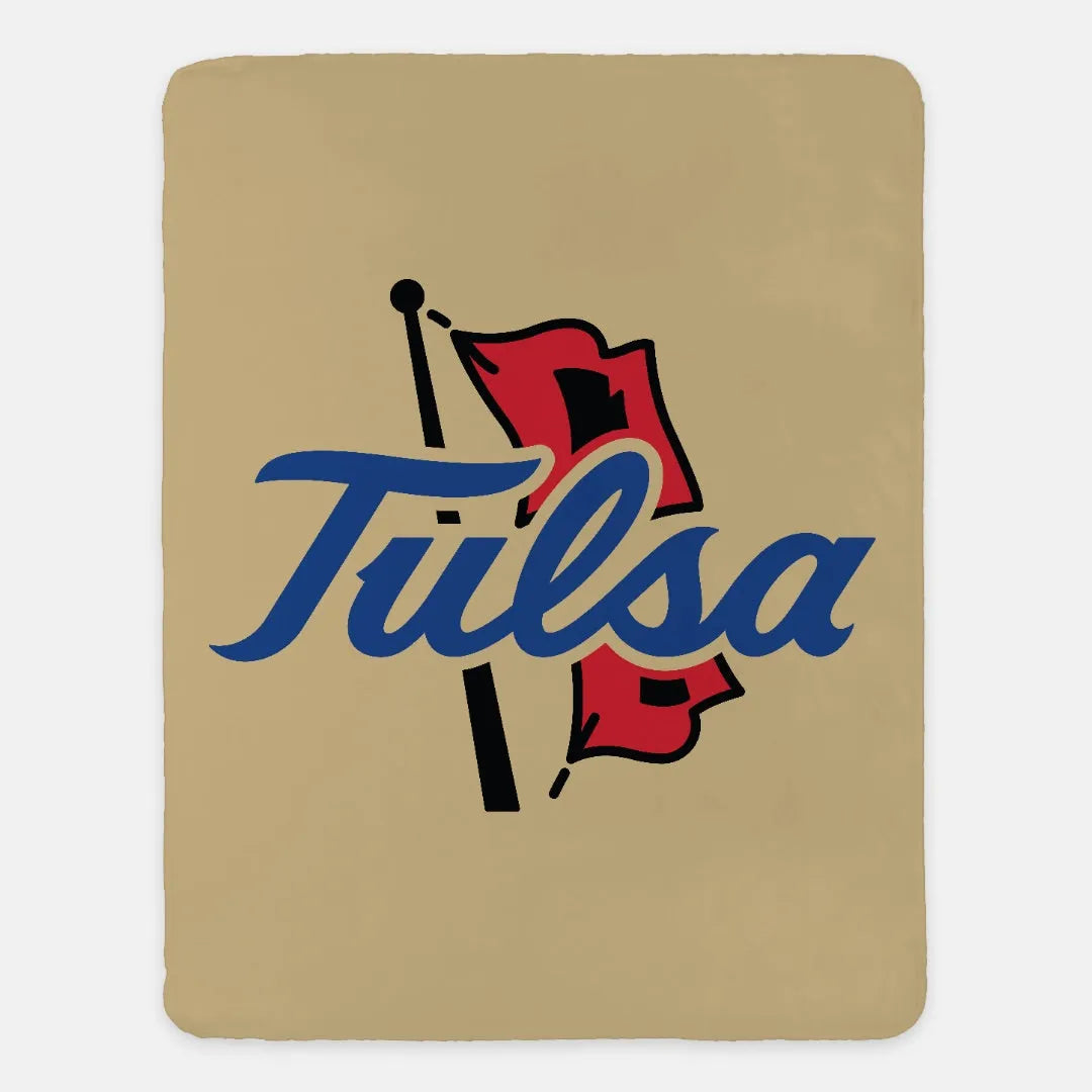 University of Tulsa Sherpa Blanket - Gold Flag 60"x80" | Custom Gifts | Official Merchandise | Festive Fit Home