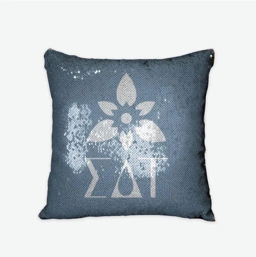 Sigma Delta Tau Sequin Pillow Cover - Droplet Tea Rose Pillow Covers