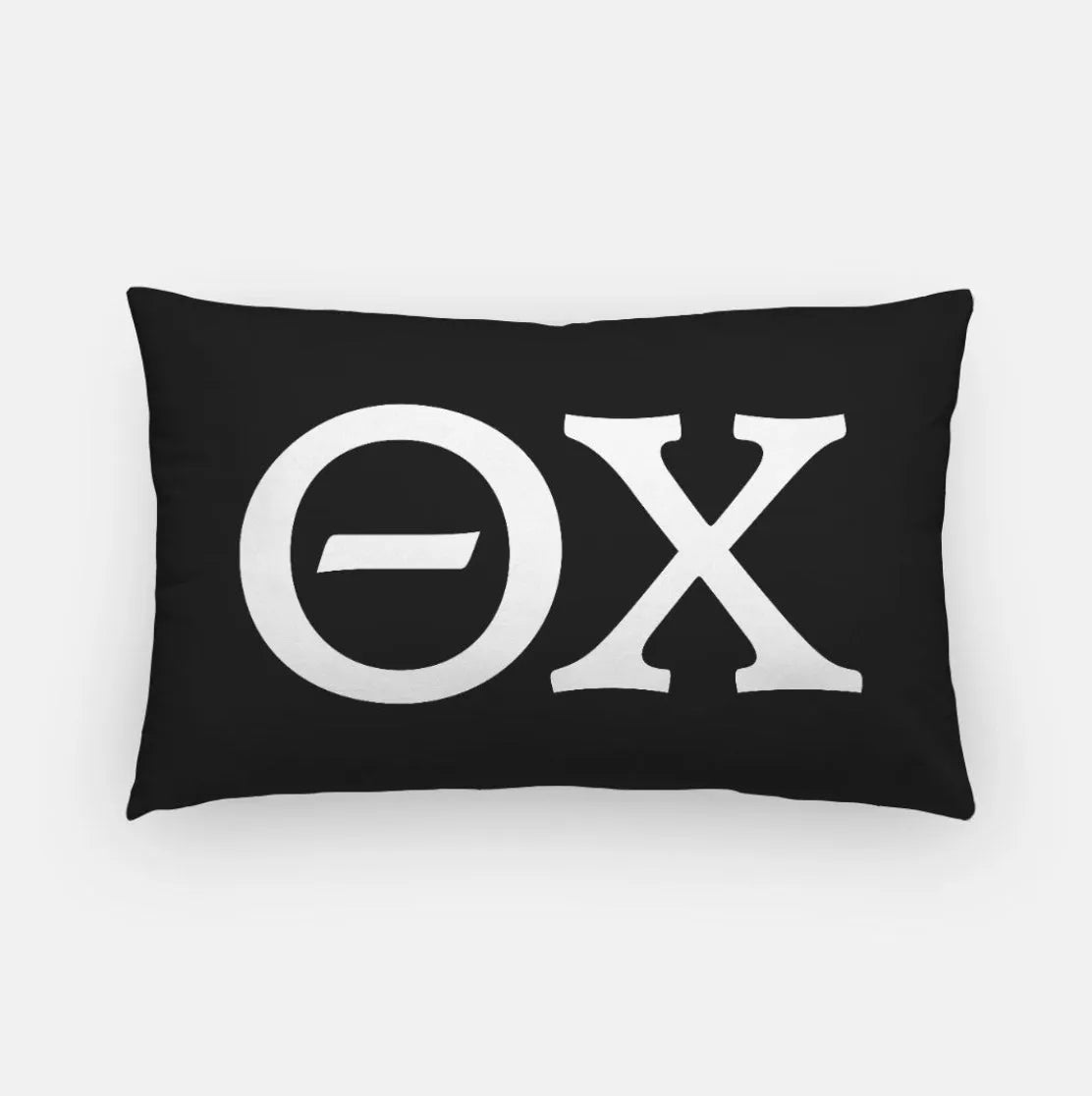 Theta Chi Lumbar Pillow Cover - Greek Letters Black White Pillow Covers