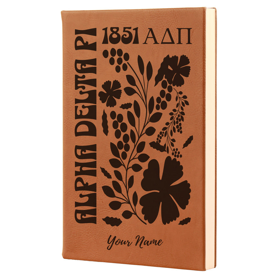 ADPi Personalized Leatherette Notebook Journal - Retro Floral