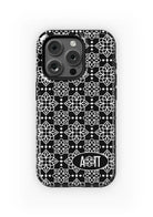 Alpha Omicron Pi iPhone 16, 15, 14 Mobile Phone Case - Black Ornate