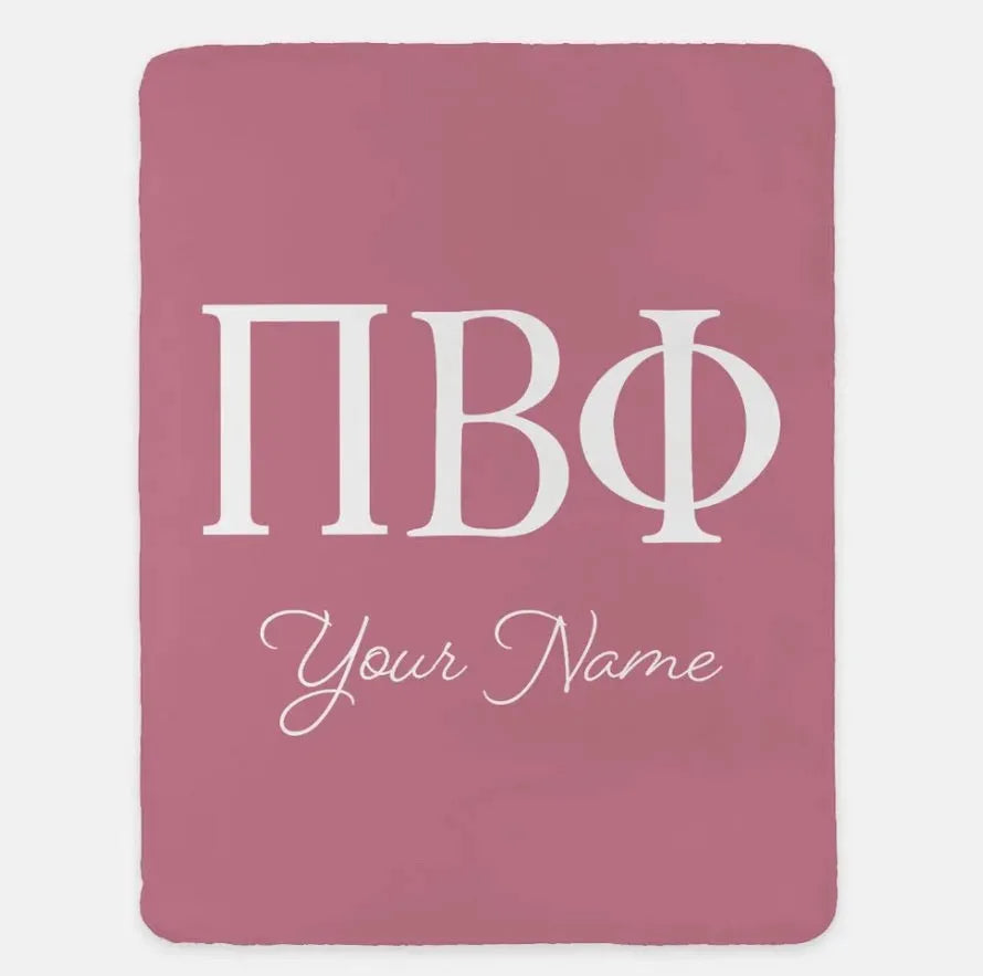 Personalized Pi Beta Phi XL 60x80 Sherpa Throw Blanket Rose Throw Blankets
