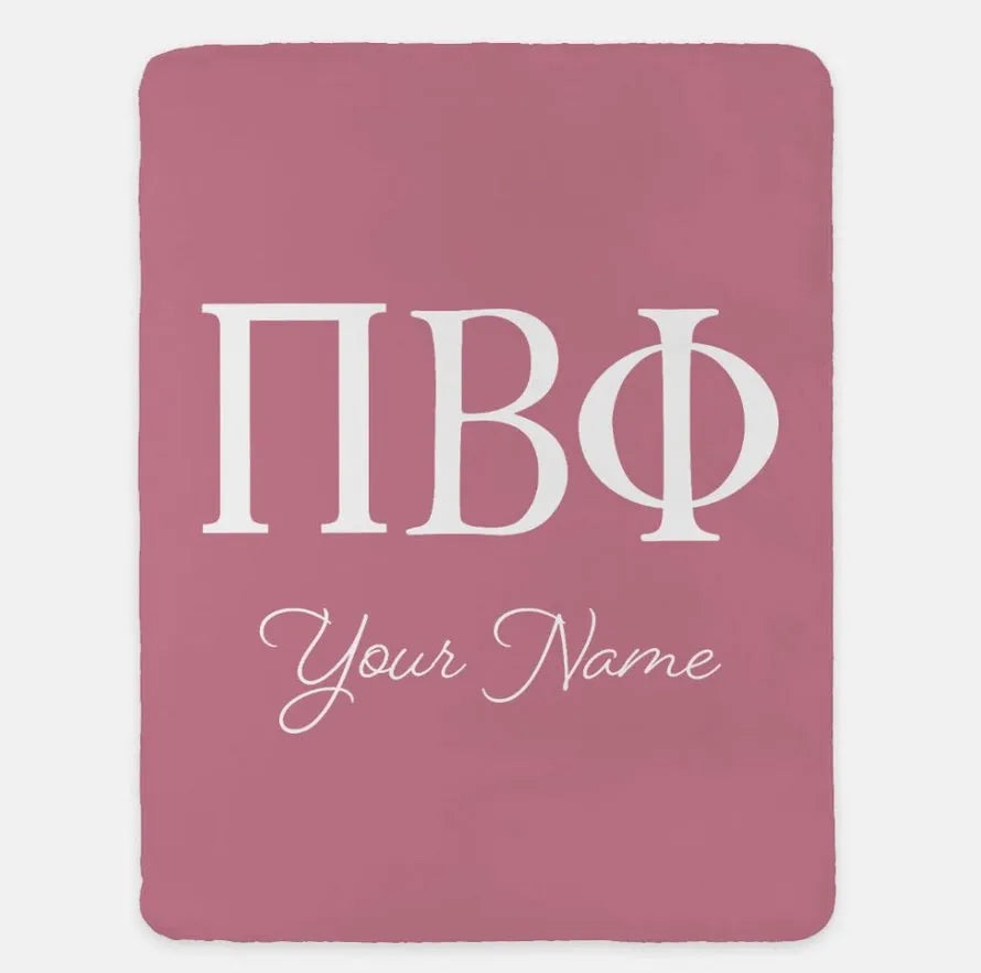 Personalized Pi Beta Phi XL 60x80 Sherpa Throw Blanket | Custom Pi Phi Gifts & Decor