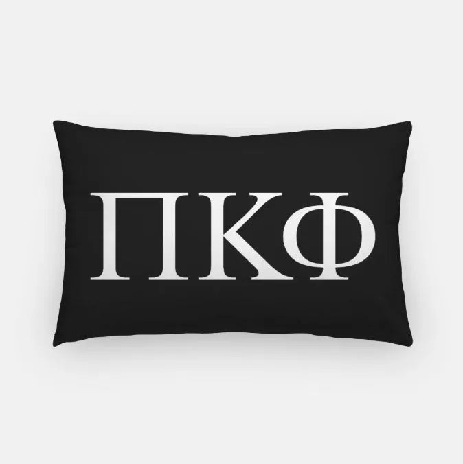 Pi Kappa Phi Lumbar Pillow Cover - Greek Letters Black White Pillow Covers