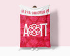 Alpha Omicron Pi XL 60x80 Sherpa Blanket - Rose Pattern Wide Band