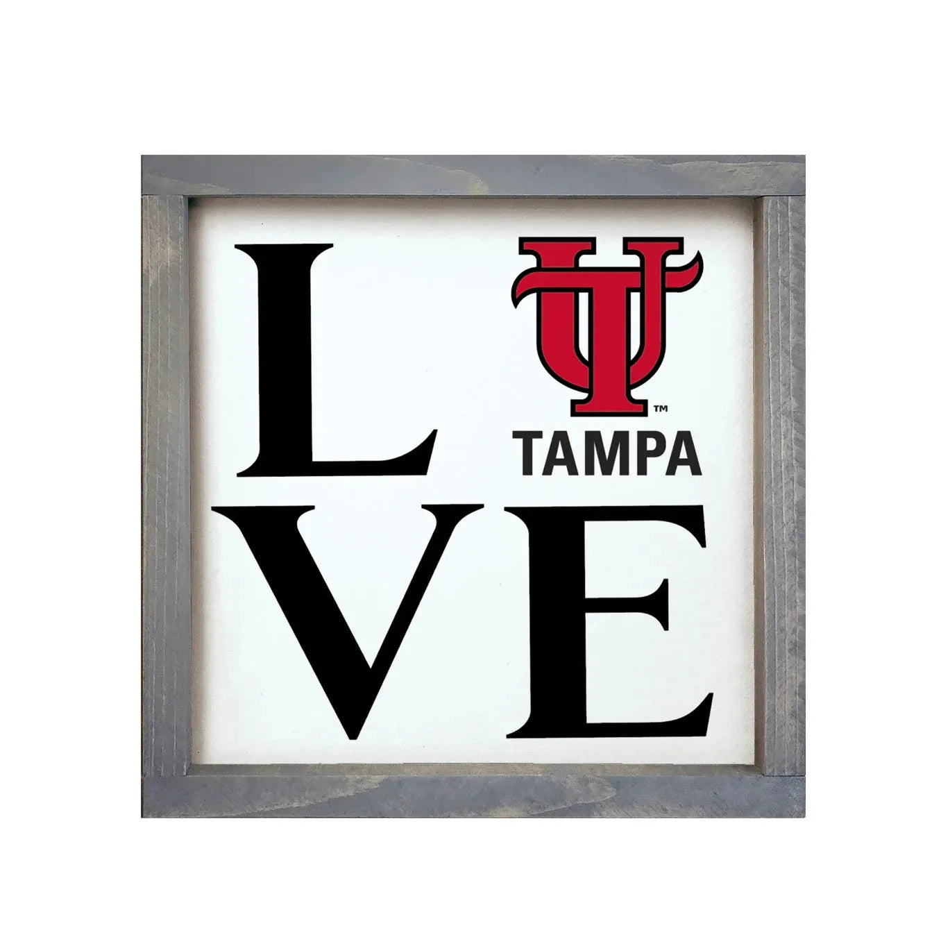 University of Tampa Wood Sign - LOVE UT 12"x12" Weathered Gray Wall Art & Signs