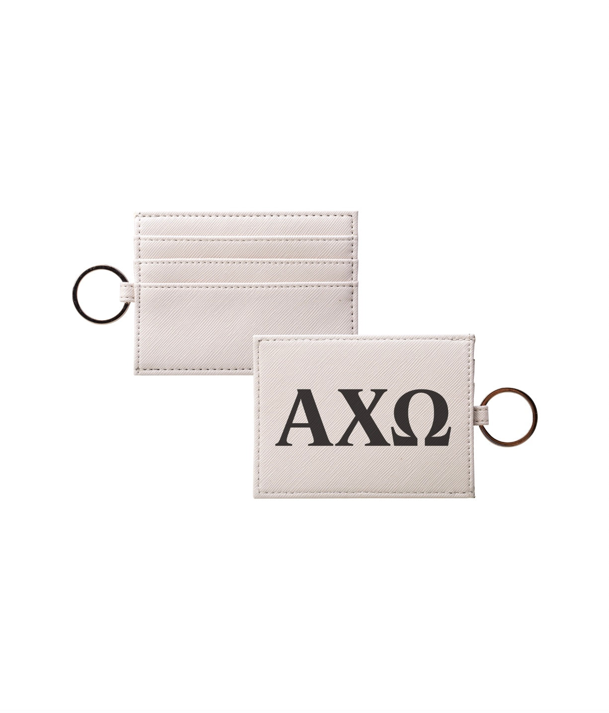 Alpha Chi Omega Vegan Saffiano Leather Keychain Card Holder | Gifts