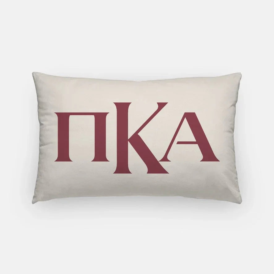 PIKE Lumbar Pillow Cover - Greek Letters Light Gold Garnet Pillow Covers