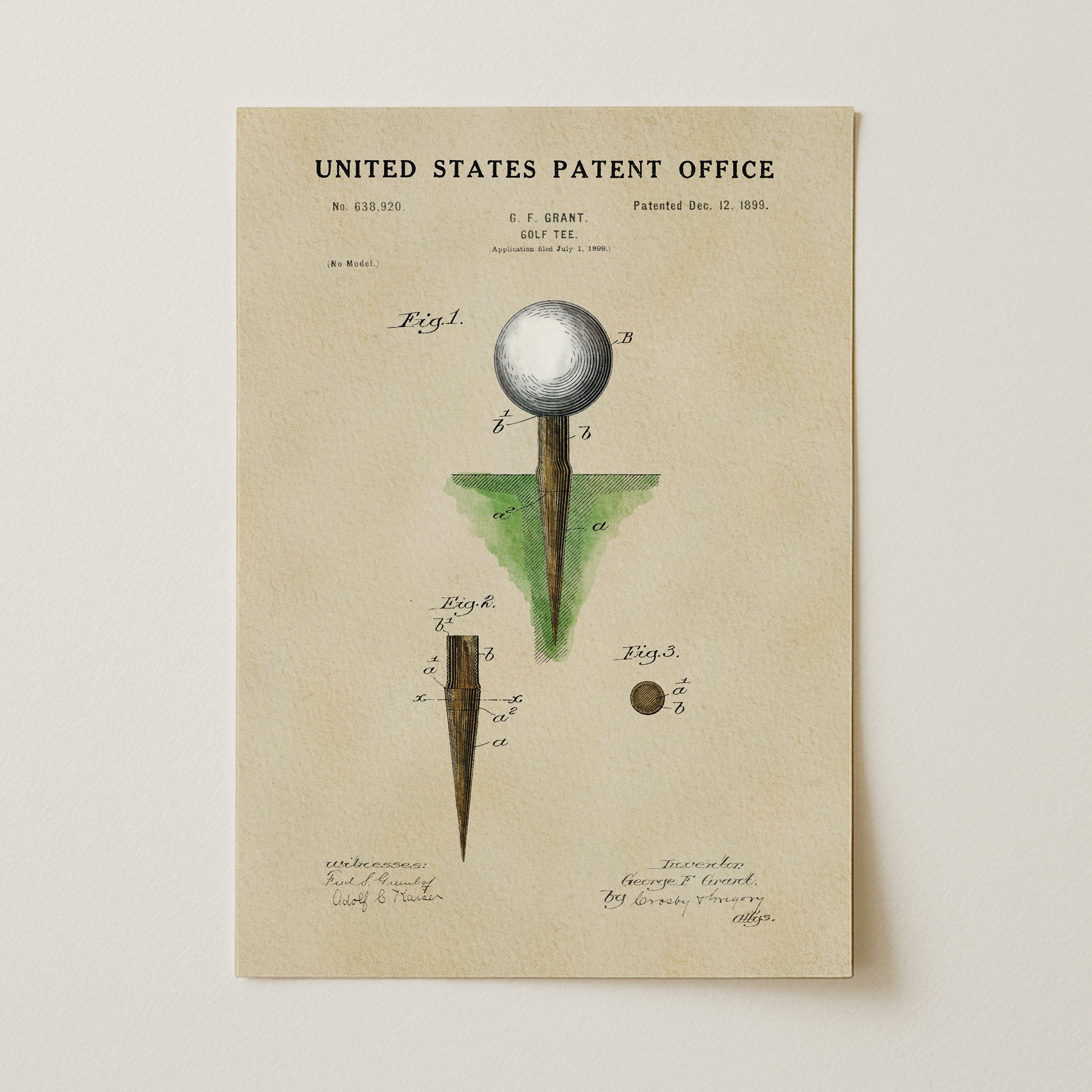Golf Tee US Patent Art Print