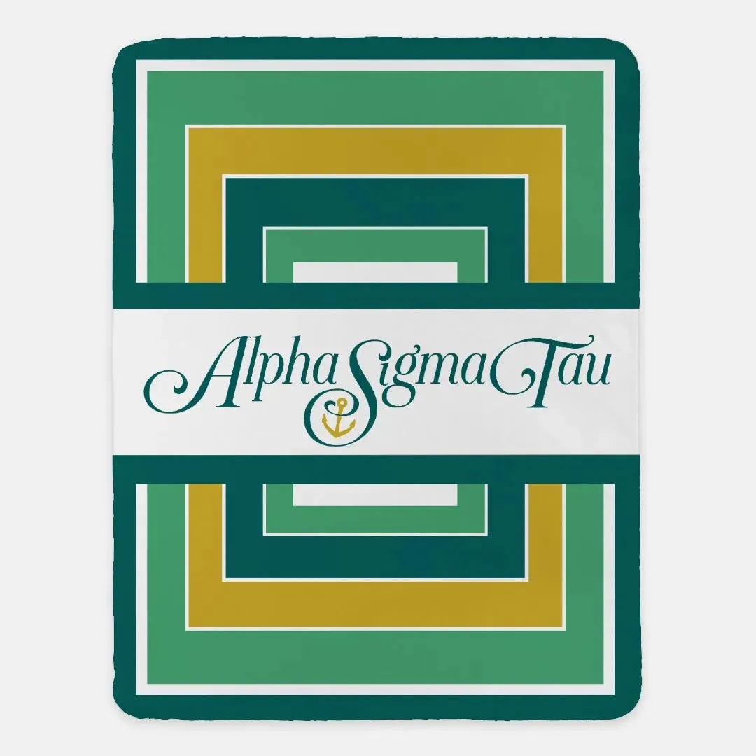 Alpha Sigma Tau XL 60x80 Sherpa Throw Blanket - Geo Throw Blankets