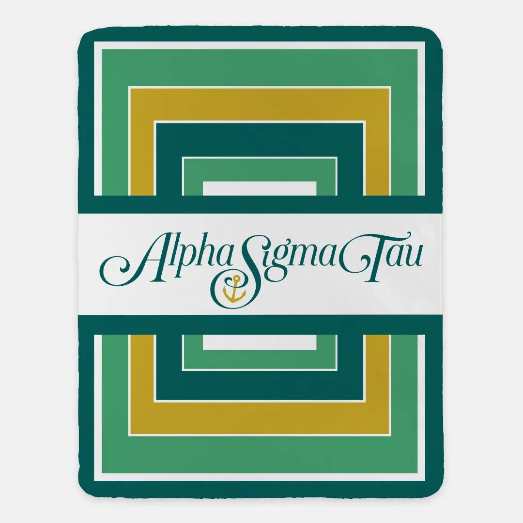 Alpha Sigma Tau Sherpa Blanket XL 60x80 - Geo | Custom Alpha Tau Gifts