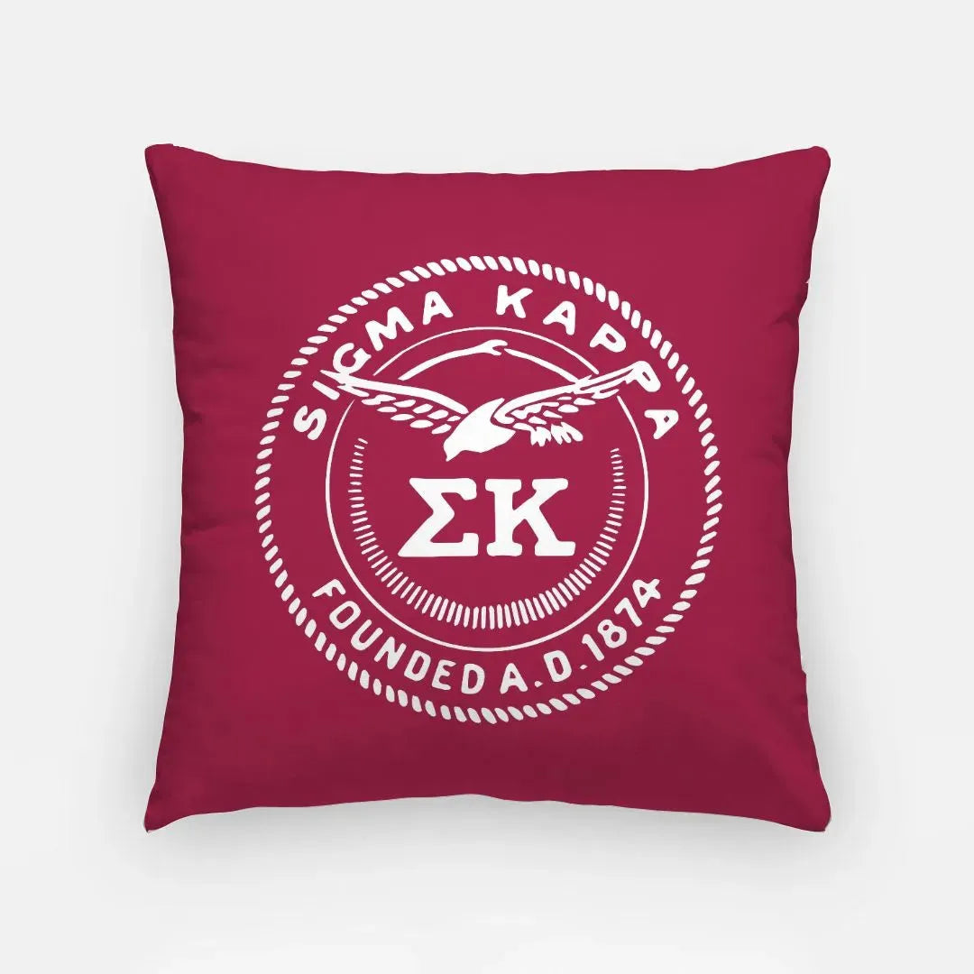 Sigma Kappa 18" Throw Pillow Cover - Maroon Seal Pillow Covers