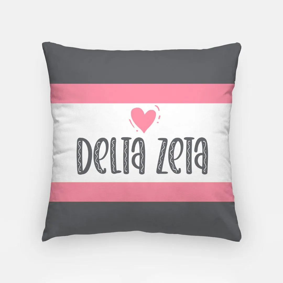 Delta Zeta Throw Pillow Cover - Stripes 18"| Custom Gifts | Dorm Decor | Festive Fit Home