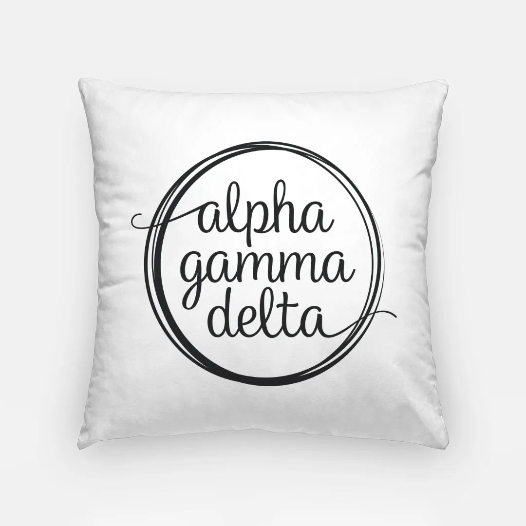 Alpha Gamma Delta Pillow Cover - Black Logo - 18" | Official Gift Shop | Merchandise | Festive Fit Home