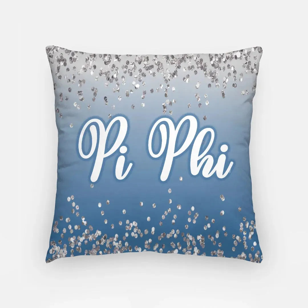 Pi Phi Blue 18" Glitter Throw Pillow Cover Pillow Covers