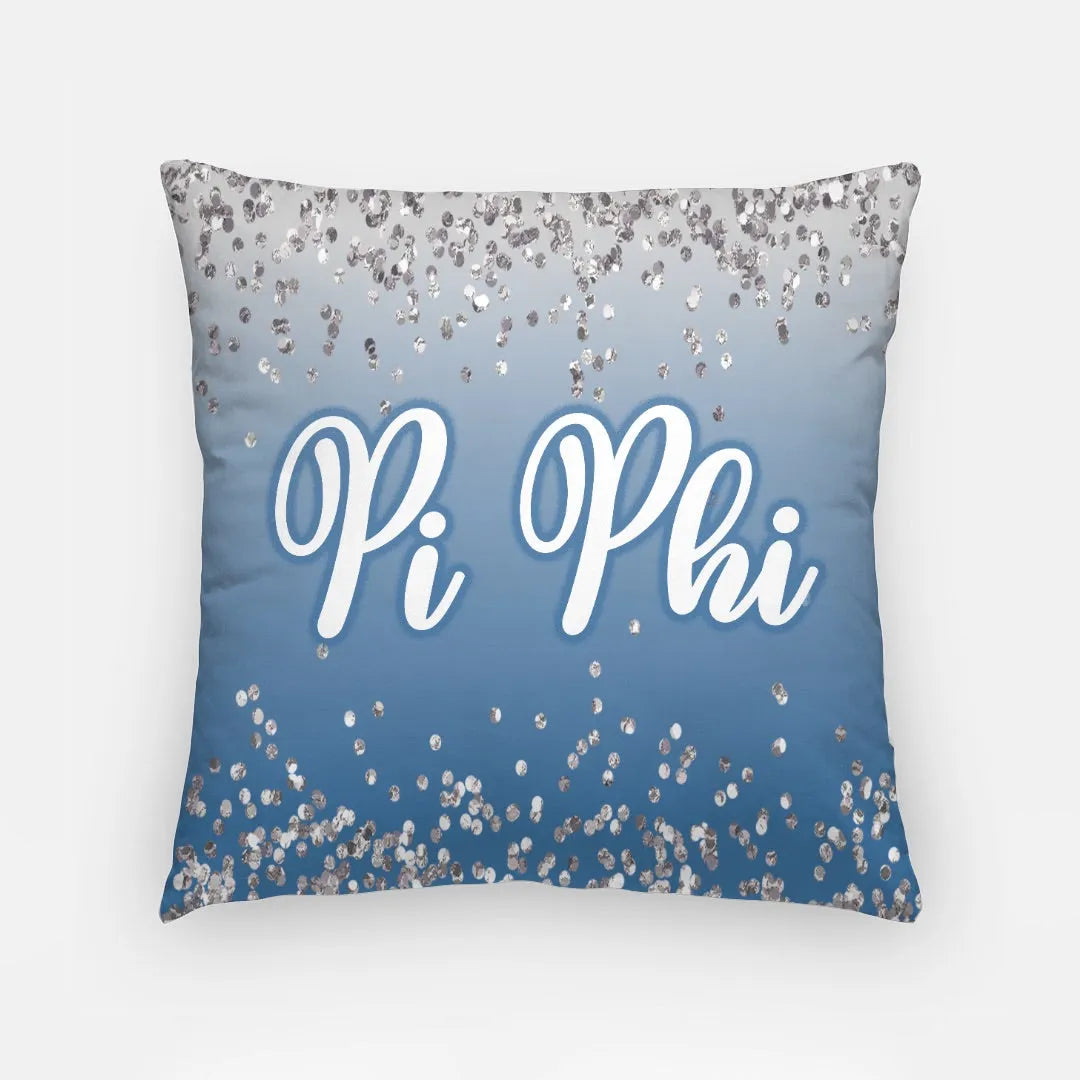 Pi Phi Blue Glitter Pillow Cover - 18" | Custom Gifts | Dorm Decor | Festive Fit Home