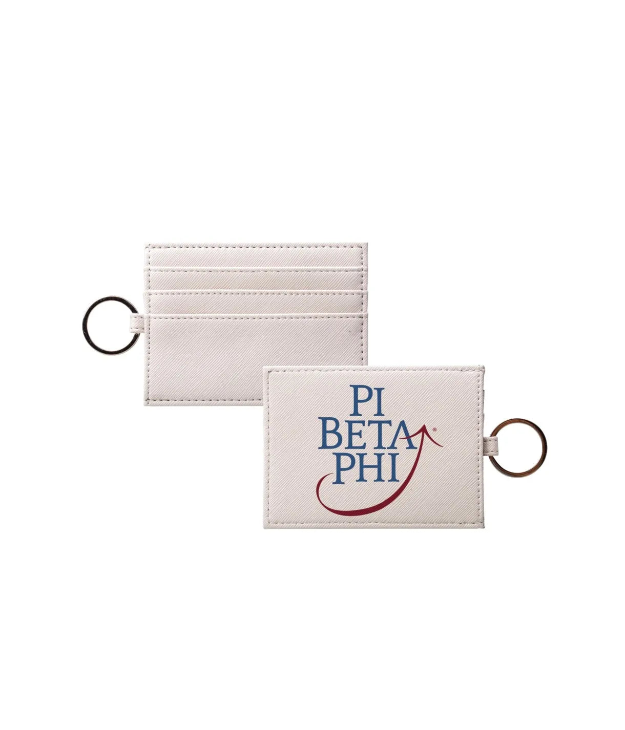 Pi Beta Phi Traditional Vegan Saffiano Leather Keychain Card Holder Travel Wallet