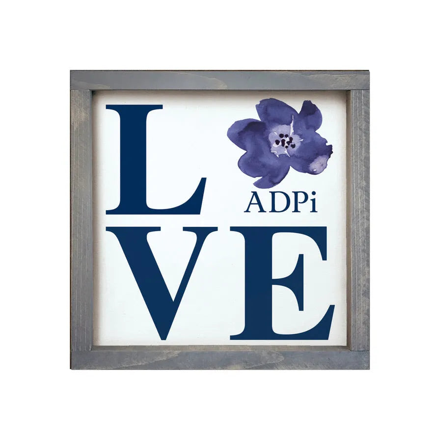 Alpha Delta Pi 12x12 LOVE Wood Framed Sign Weathered Gray Wall Art & Signs