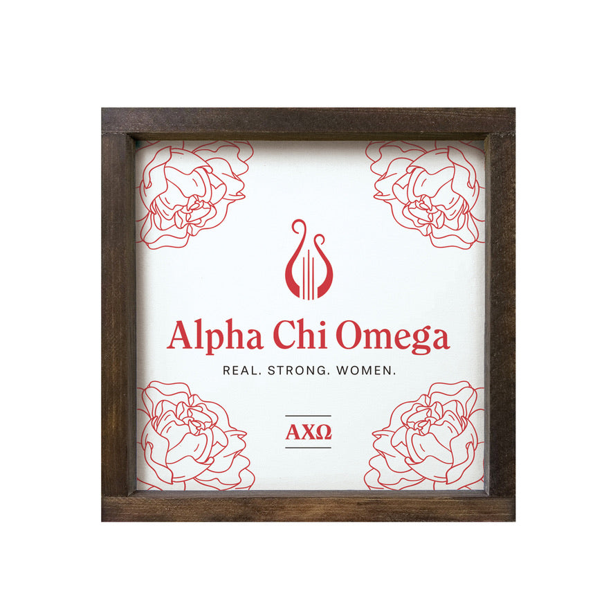 Alpha Chi Omega 12x12 Wood Framed Sign | Custom AXO Wall Art | Gifts