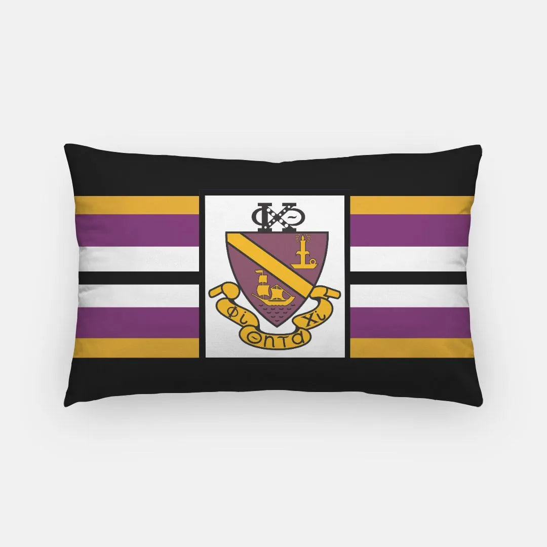 Phi Chi Theta Crest Lumbar Throw Pillow Cover | Custom Dorm Decor