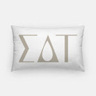 Sigma Delta Tau Lumbar Pillow Cover - Knockout Greek Letters White Cafe au Lait Pillow Covers