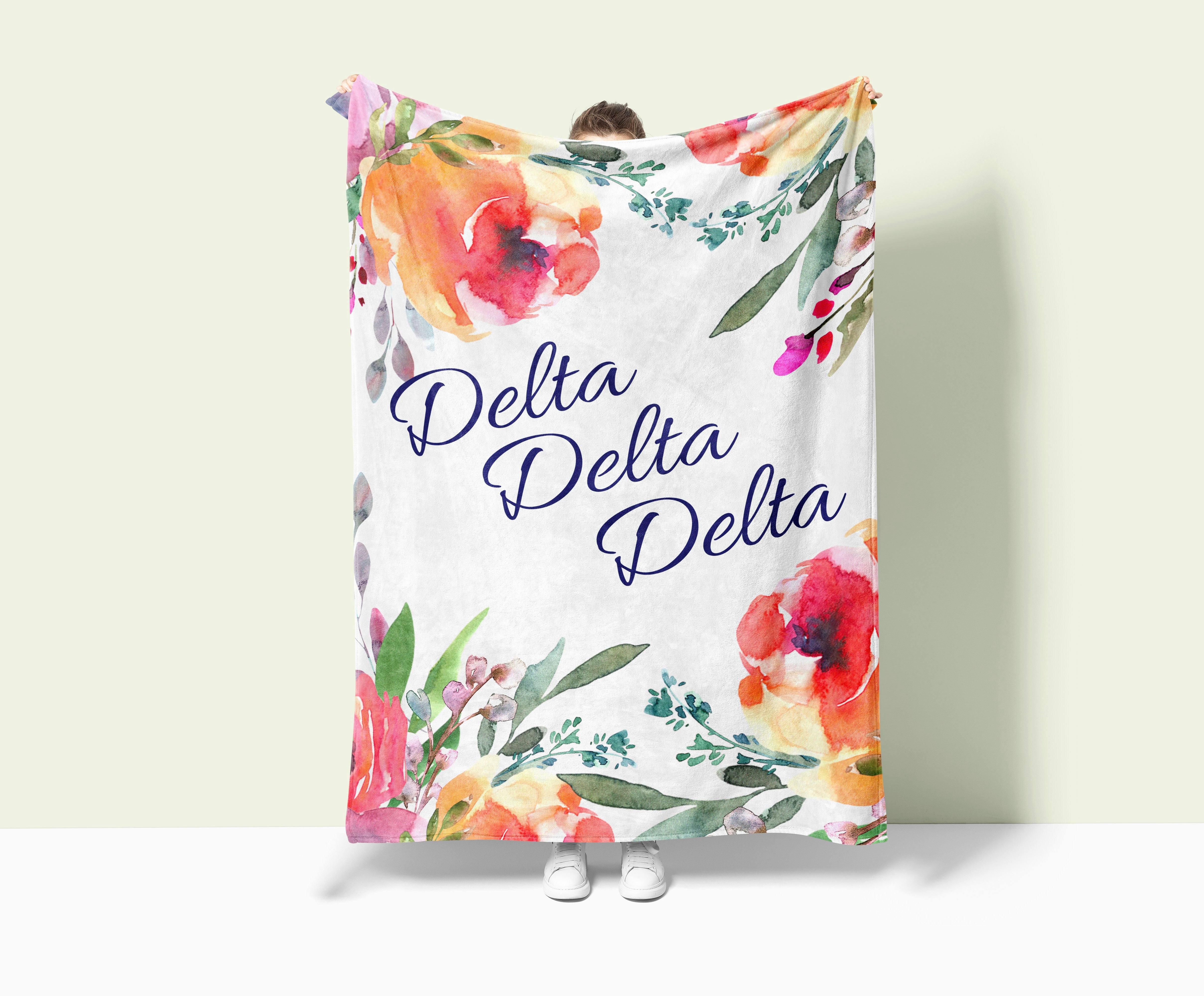 Tri Delta Blanket XL 60x80 Floral, Custom Gifts & Decor Official Merch