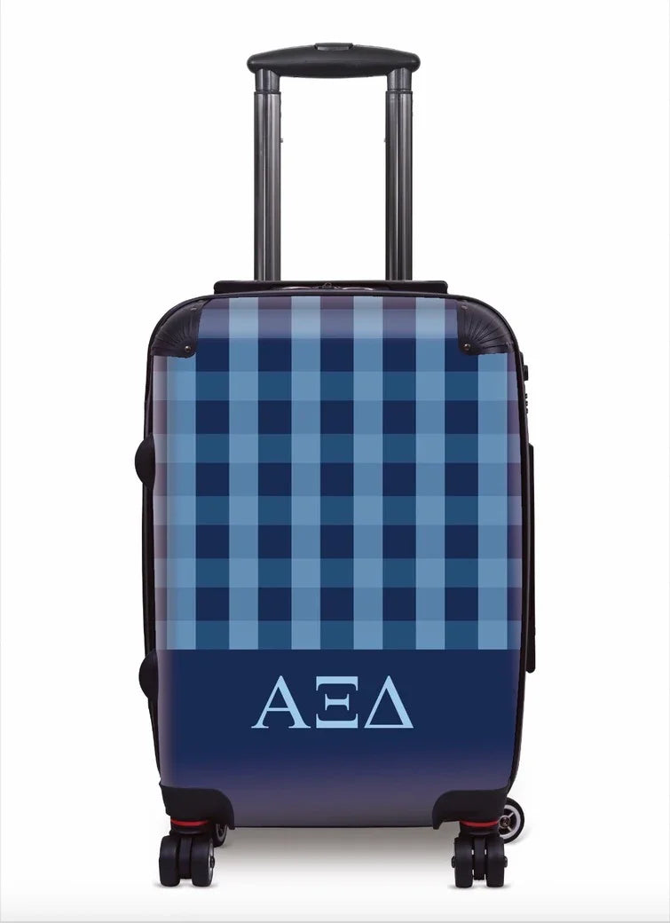 Alpha Xi Delta Carry-on Suitcase - Gingham Blue Suitcases