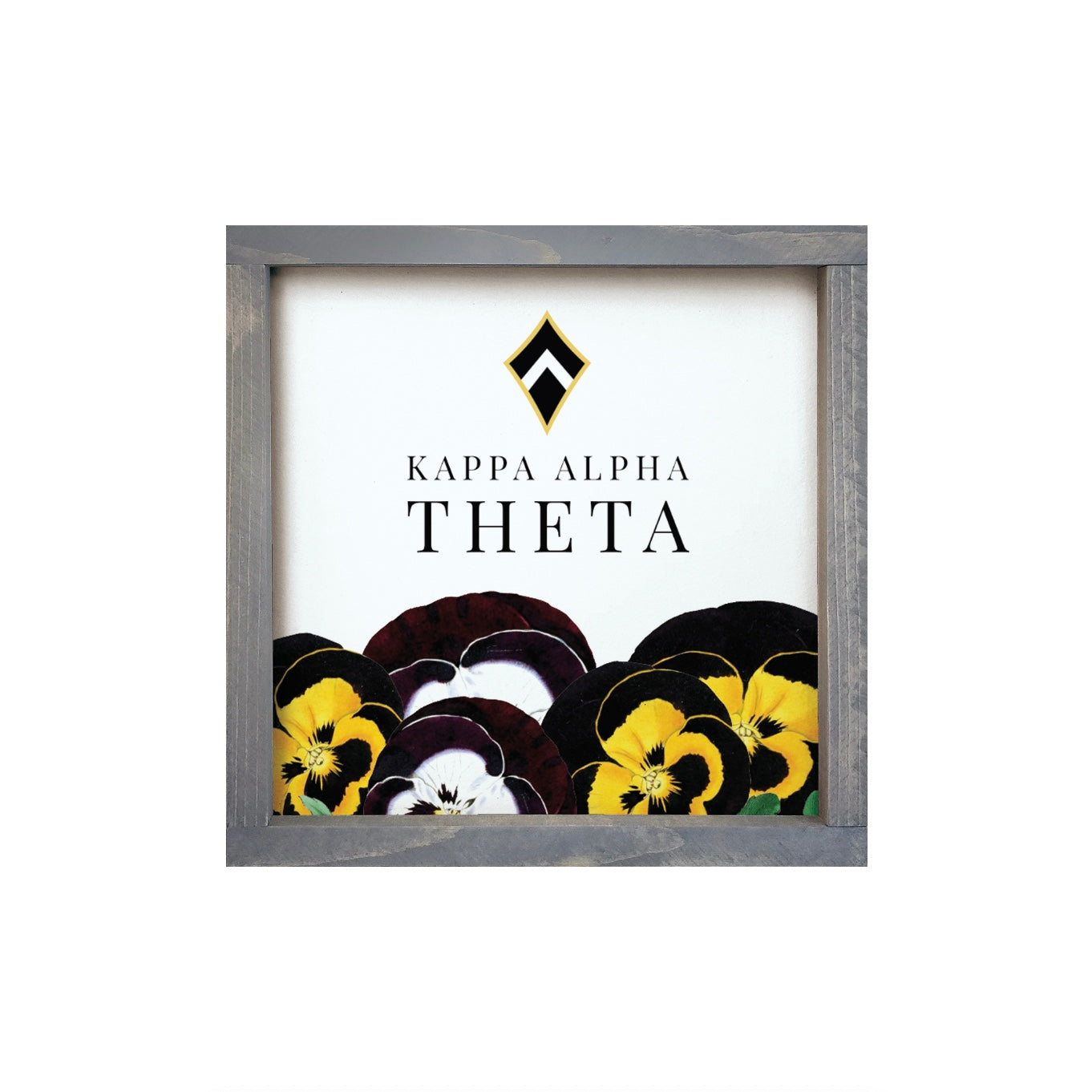 Kappa Alpha Theta 12x12 Wood Framed Sign - Pansies | Custom Gifts