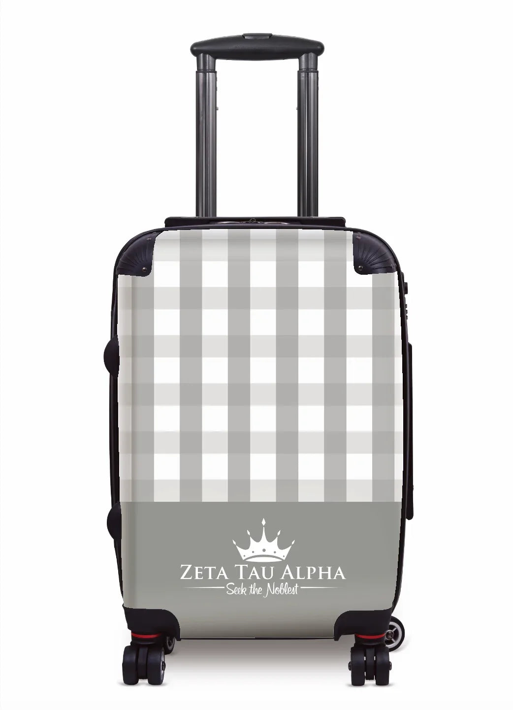 Zeta Tau Alpha Carry-on Luggage - Gingham Gray Suitcases