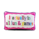 All Fun & Games Needlepoint Pillow | Funny Retro Dorm Decor