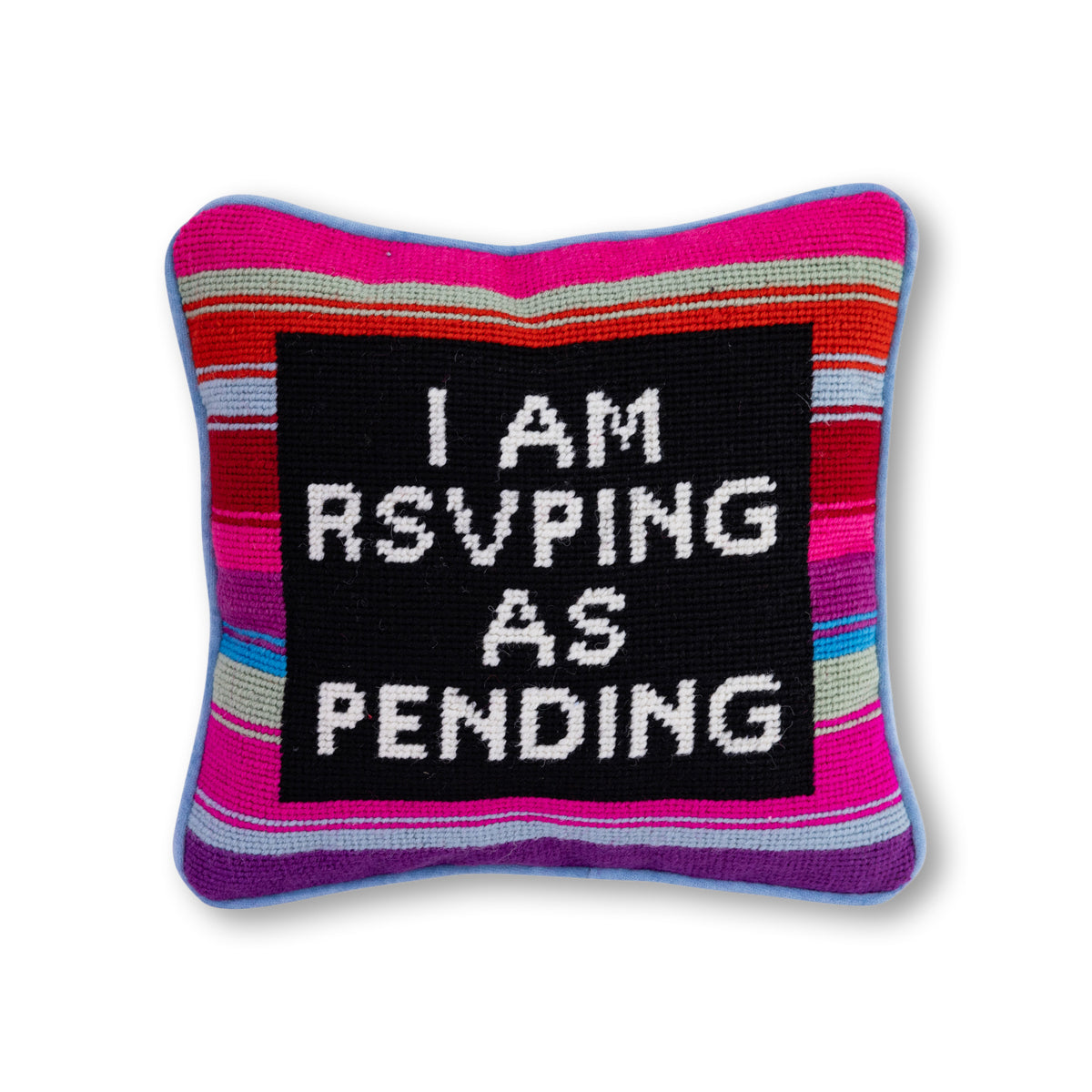 RSVP as Pending Needlepoint Pillow | Modern Dorm Decor | Quote Pillows