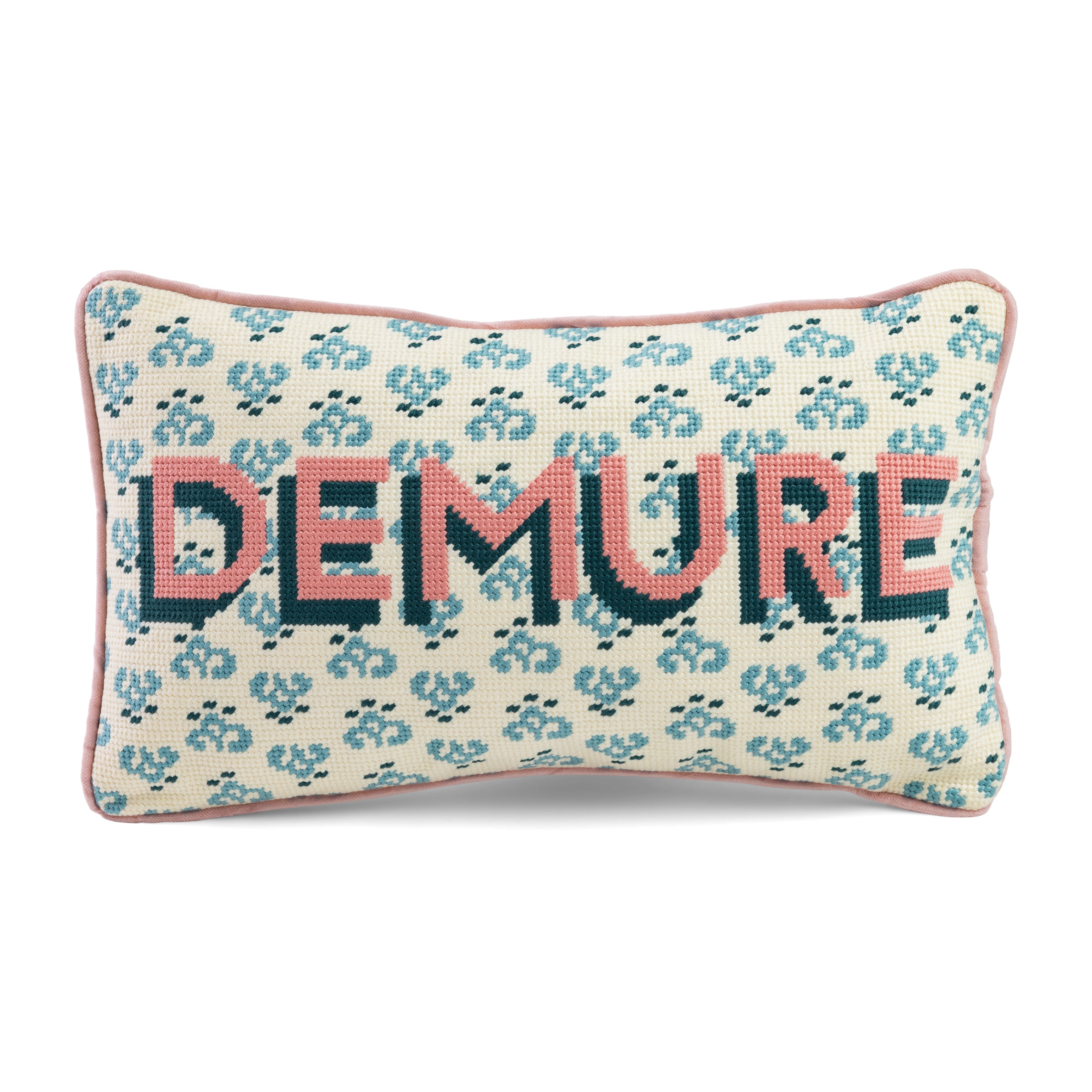 Demure Needlepoint Pillow | Pastel Grandmillennial Dorm Decor