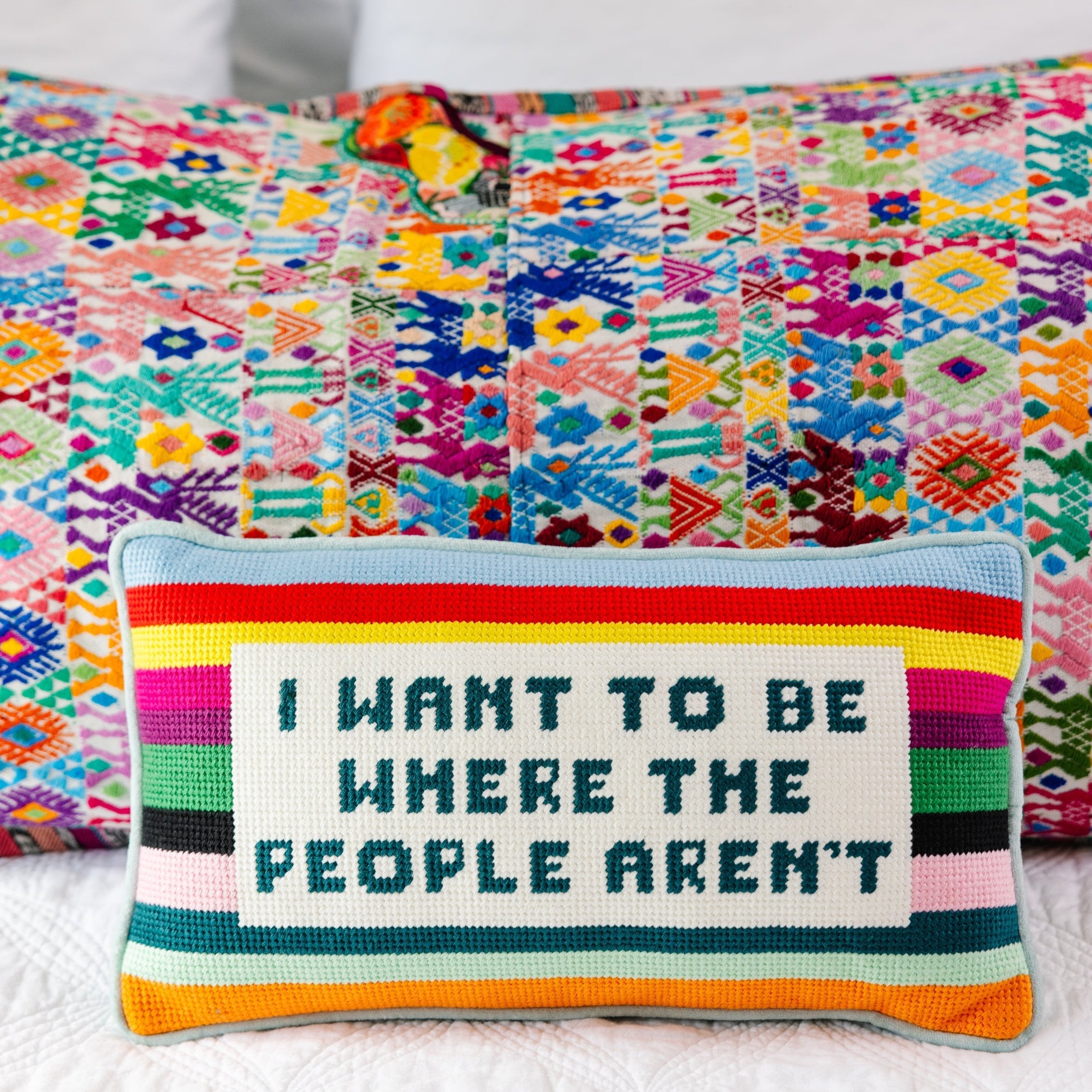 Where the People Aren't Needlepoint Pillow | Dorm Decor | Gifts