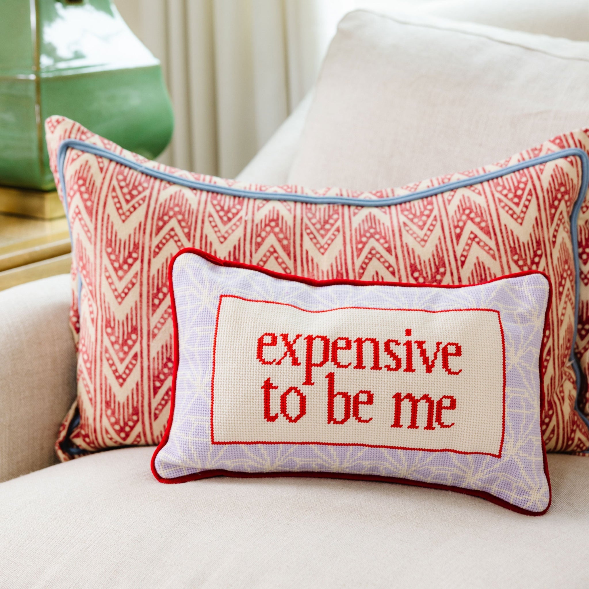 Expensive To Be Me Needlepoint Pillow | Vintage-Inspired Dorm Decor