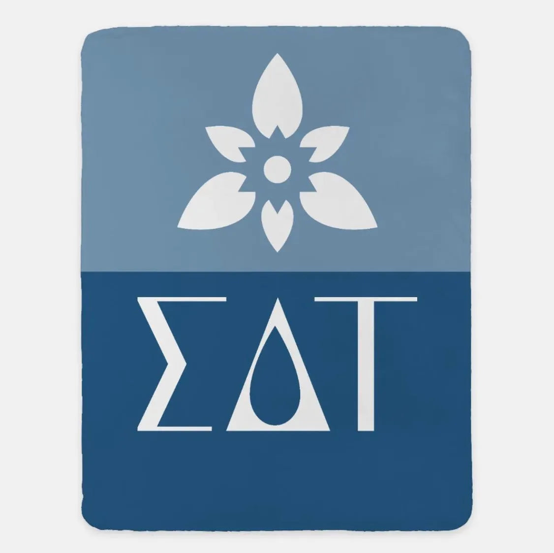 Sigma Delta Tau Sherpa Blanket - Color Block 60"x80" Blue Throw Blankets