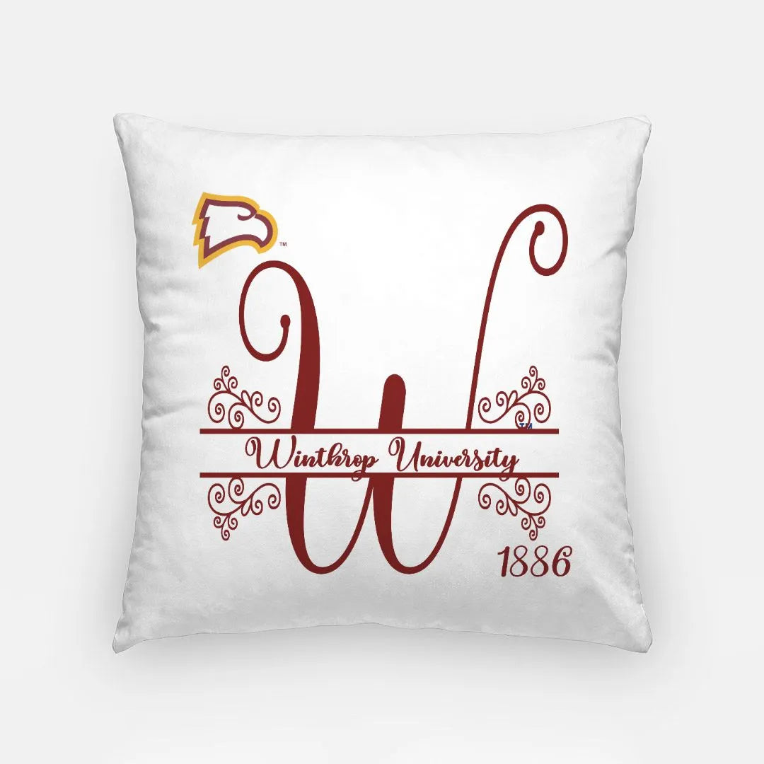 Winthrop University Monogram Pillow Cover 18" | Custom Gifts and Decor | Festive Fit Home