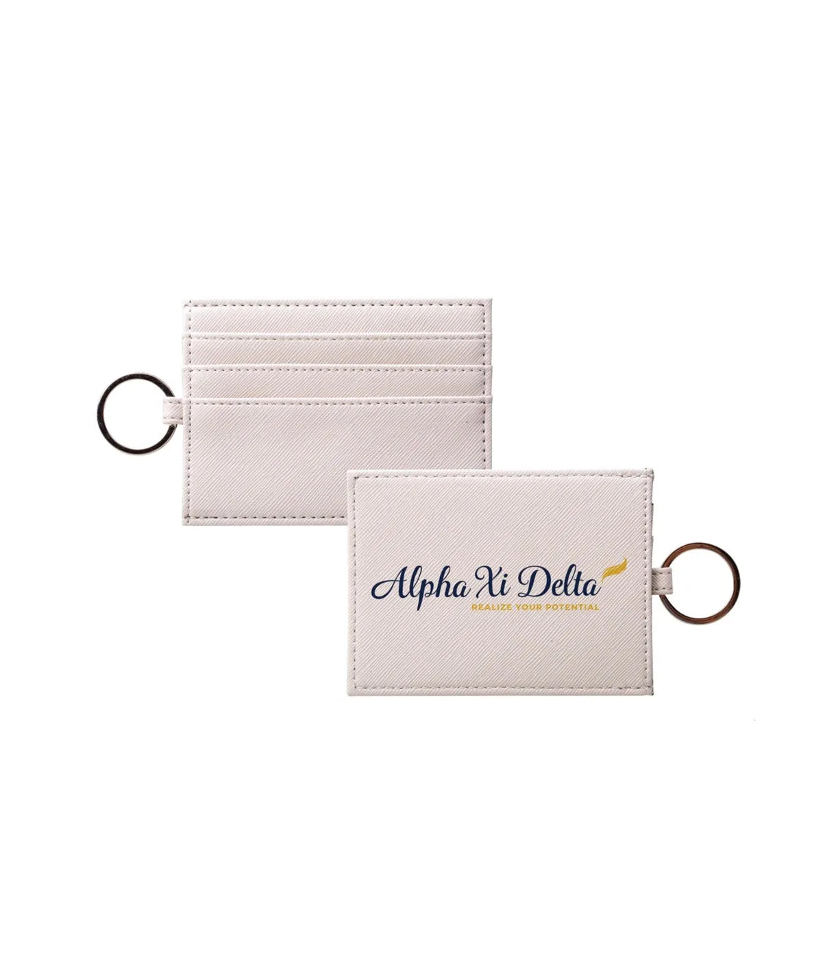 Alpha Xi Delta Vegan Saffiano Leather Card Holder Travel Wallet