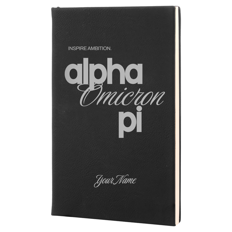 Alpha Omicron Pi Personalized Leatherette Notebook - AOII