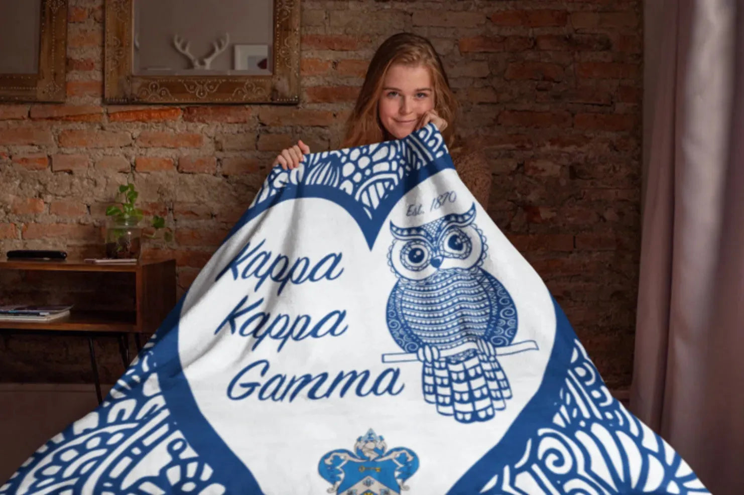 Kappa Kappa Gamma XL 60x80 Sherpa Blanket Mandala Heart Throw Blankets