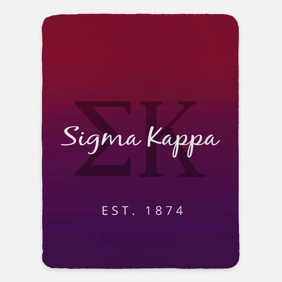 Sigma Kappa Sherpa Blanket - Maroon Gradient 60"x80" | Official Gifts | Custom Merchandise | Festive Fit Home