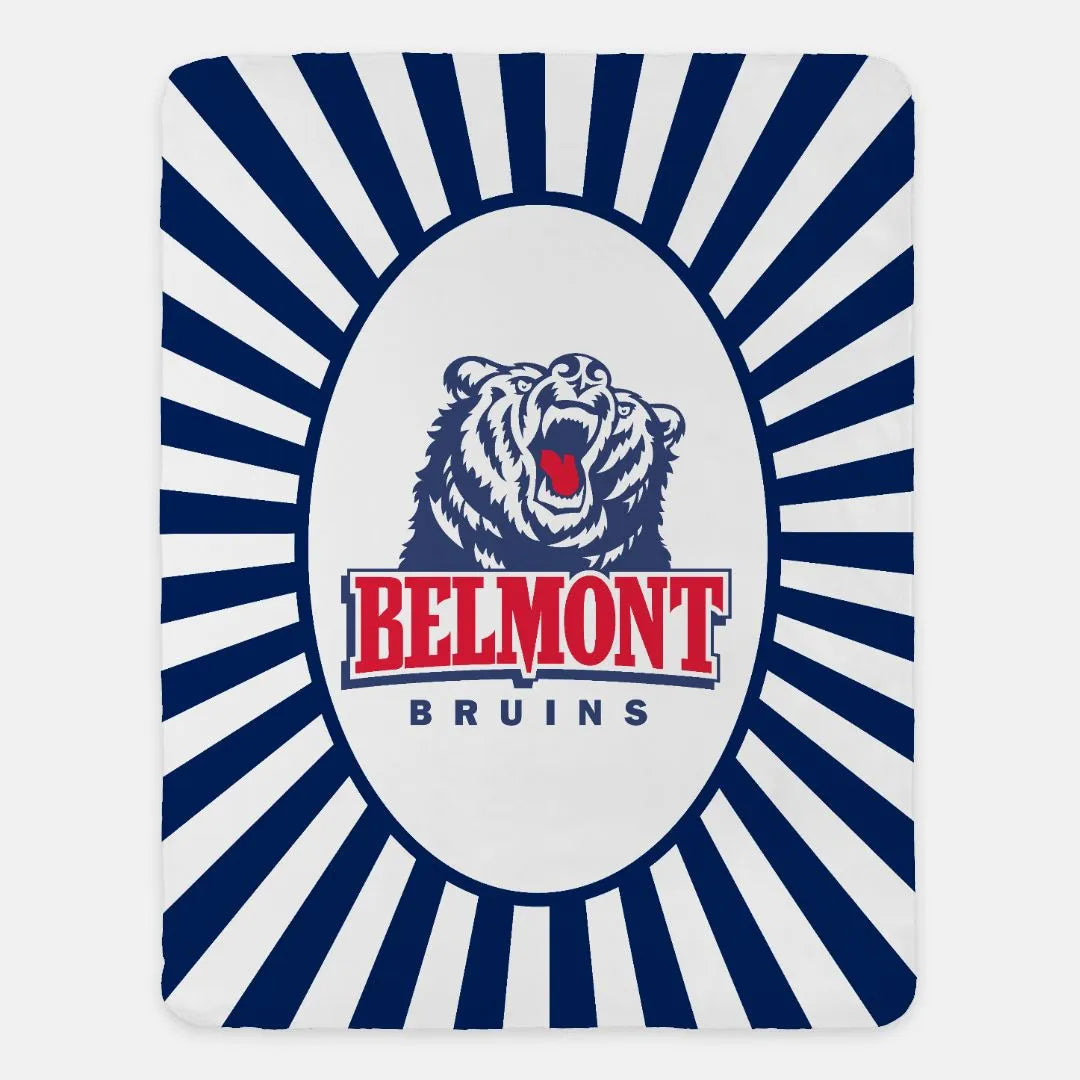 Belmont University Blue Starburst.Sherpa Blanket - 60"x80"| Dorm Decor | Official Gifts and Merchandise | Festive Fit Home