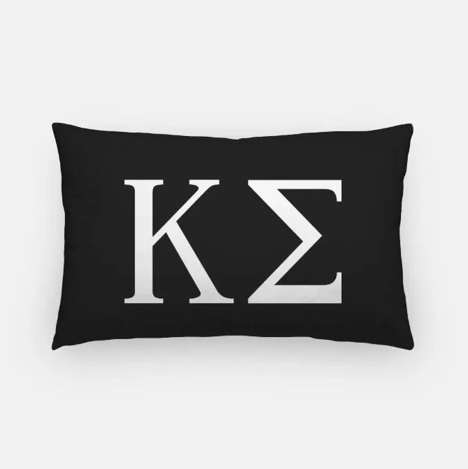 Kappa Sigma Lumbar Pillow Cover - Greek Letters Black Pillow Covers