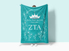 Zeta Tau Alpha Blanket - Turquoise White Violet Frame 60x80 | ZTA Gift…