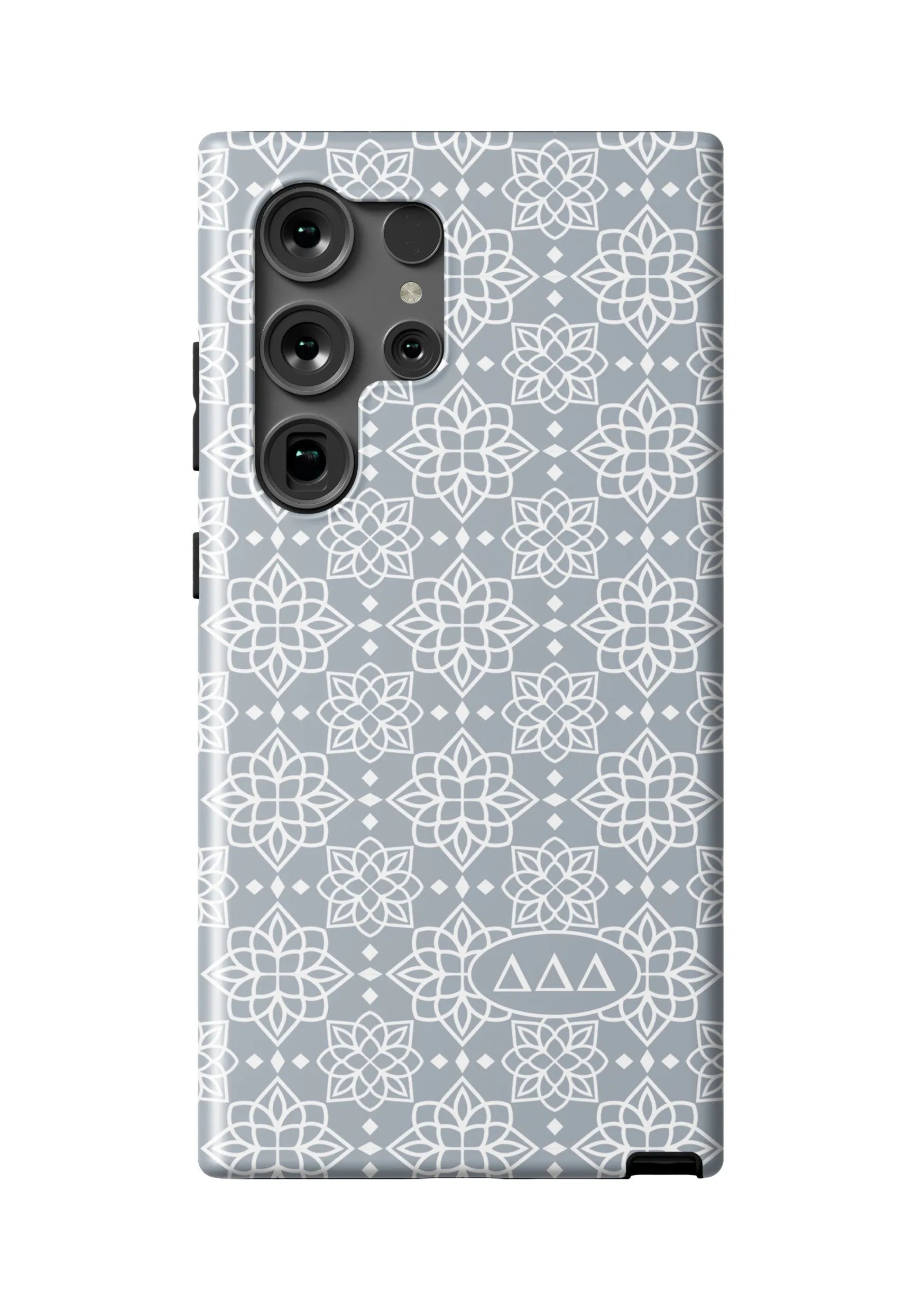 Tri Delta Samsung Galaxy 24, 23 Mobile Phone Case - Silver Ornate Matte Mobile Phone Cases