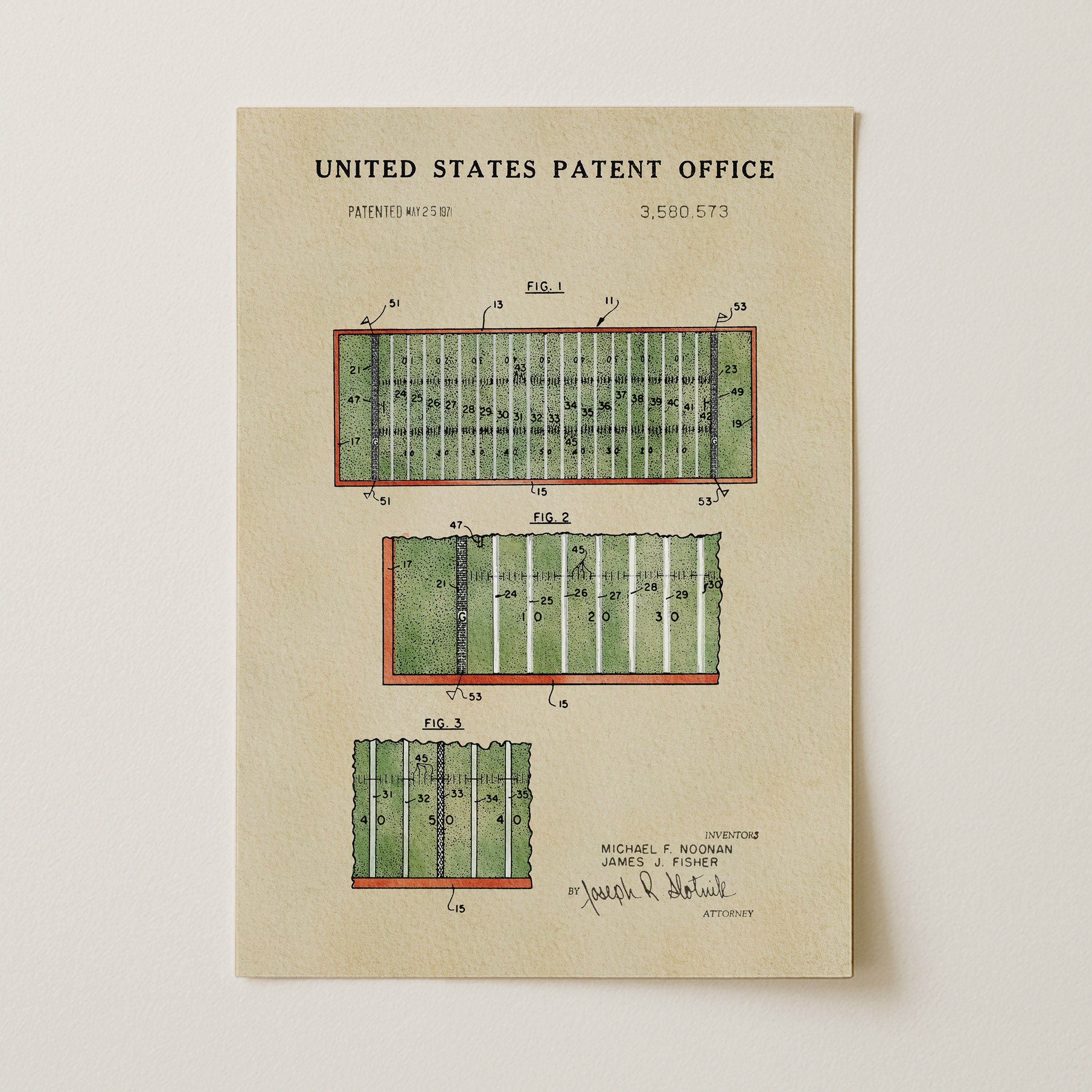 Football Field US Patent Art Print | Dorm Decor For Guys | Sports | Campus Greek Fit