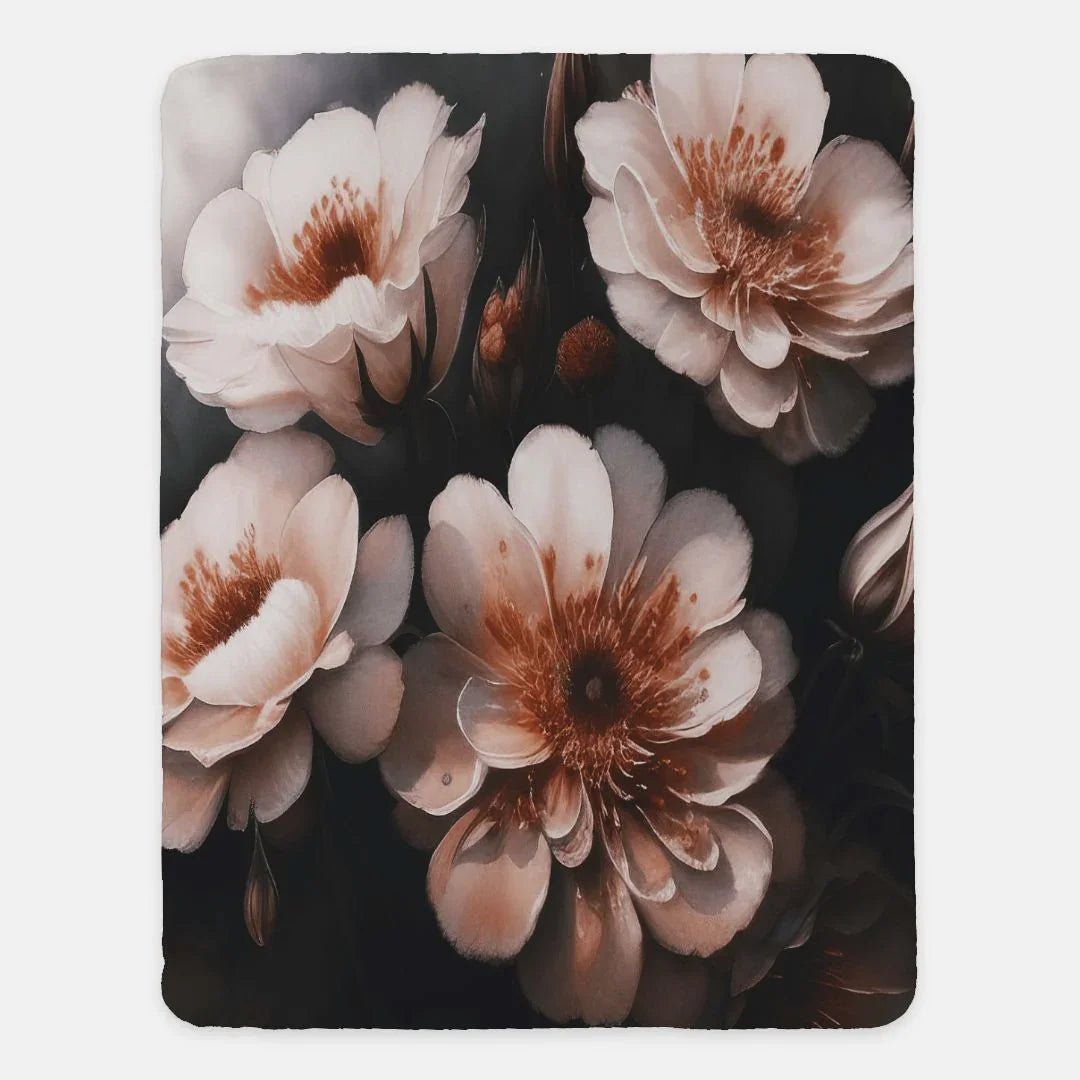 Bold Glam Flowers Sherpa Blanket - 60" x 80" Throw Blankets